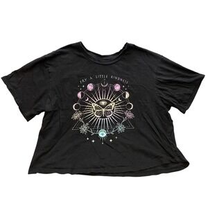 Pretty Rebel Shirt Womens Extra Large Cropped  Kindness Butterfly Moon Black‎